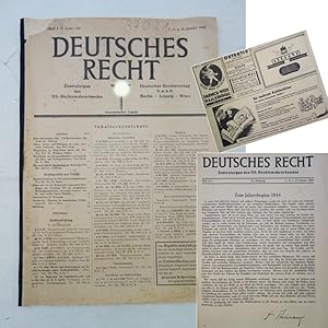 Seller image for Deutsches Recht, 14. Jahrgang, Heft 1/3, 1., 8. u. 15. Januar 1944. Zentralorgan des NS.-Rechtswahrerbundes * n e u e s d e u t s c h e s S t r a f r e c h t for sale by Galerie fr gegenstndliche Kunst