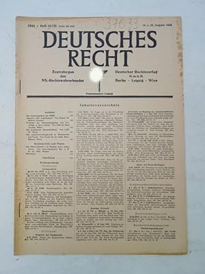 Seller image for Deutsches Recht, 14. Jahrgang, Heft 34/35, 19. u. 26. August 1944. Zentralorgan des NS.-Rechtswahrerbundes * for sale by Galerie fr gegenstndliche Kunst