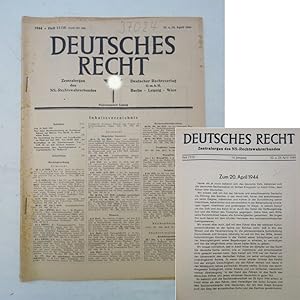 Seller image for Deutsches Recht, 14. Jahrgang, Heft 17/18, 22. u. 29. April 1944. Zentralorgan des NS.-Rechtswahrerbundes * for sale by Galerie fr gegenstndliche Kunst