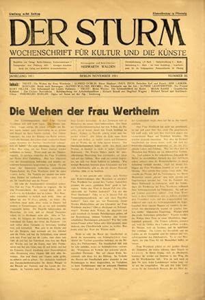 Der Sturm - Wochenschrift für Kultur und die Künste Berlin Verlag, November 1911, Nr. 85 - Heraus...