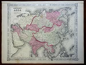 Asia Ottoman Empire Russia India China 1864 Johnson & Ward civil war era map