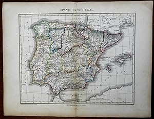 Iberian Peninsula Spain & Portugal Leon Catalonia Galicia c. 1850 Otto Petri map