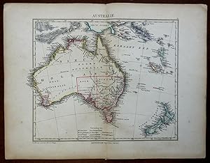 Australia New Zealand New Caledonia Tasmania Solomon Isl. c 1850 Otto Petri map