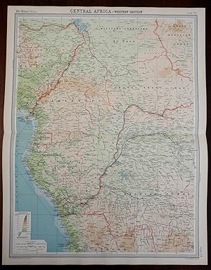 West Africa Belgian Congo Chad Angola Cameroon Nigeria 1922 Bartholomew map