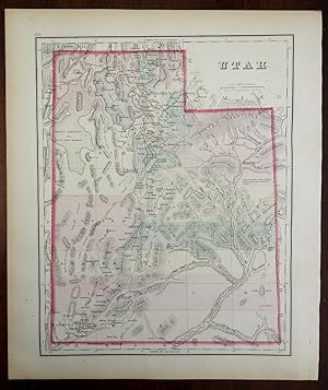 Utah Salt Lake City Montana Idaho Wyoming 1876-9 O.W. Gray color fine large map