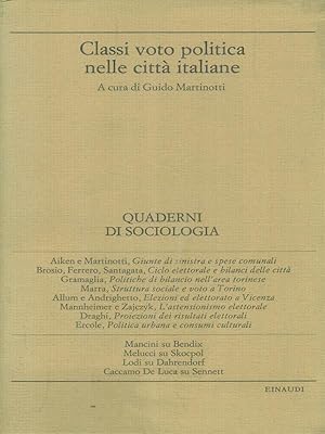 Bild des Verkufers fr Quaderni di sociologia 2-3-4 1982 Classi voto politica nelle citta' italiane zum Verkauf von Librodifaccia