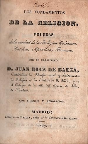 Imagen del vendedor de LOS FUNDAMENTOS DE LA RELIGIN a la venta por LIBRERIA ANTICUARIO BELLVER MADRID