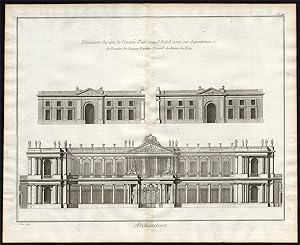 2 Antique Prints-GRAND HOTEL-GROUND PLAN-ARCHITECT-BLONDEL-Diderot-1751