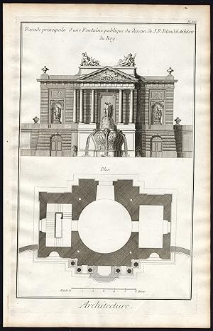 Antique Print-ARCHITECTURE-FOUNTAIN-BLONDEL-DESIGN-Diderot-1751
