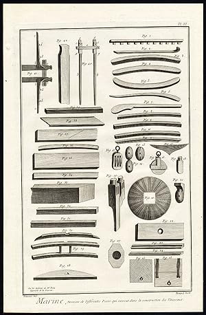 Antique Print-SHIP BUILDING-CONSTRUCTION-PARTS-Diderot-Benard-1751