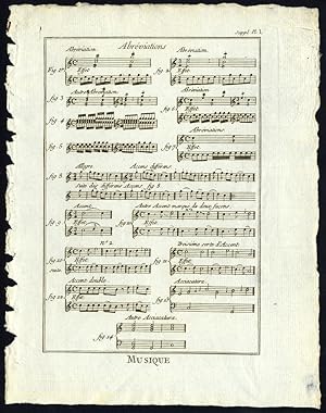 21 Antique Prints-MUSICAL NOTATION-NOTES-STAFF-SHEET-Panckoucke-1789