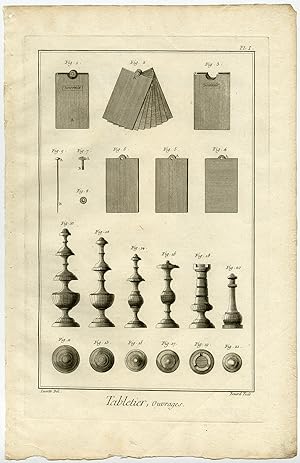 4 Antique Prints-CHESS-GAME BOARD-CHECKERS-DRAUGHTS-TOOLS-Diderot-Benard-1751