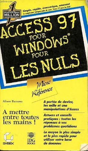 Imagen del vendedor de Access 97 pour Windows pour les nuls a la venta por Le-Livre