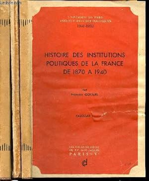 Bild des Verkufers fr Histoire des institutions politiques de la France de 1870  1940 - Fascicules 1  3 zum Verkauf von Le-Livre