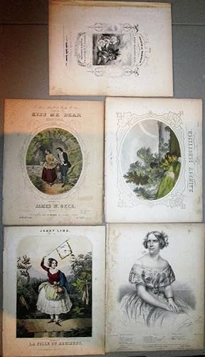 A Group of Five Mid-Nineteenth Century Wonderfully Graphic Sheet Music