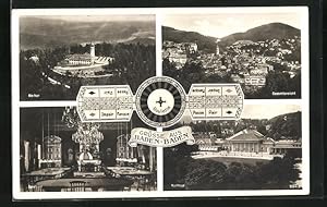 Ansichtskarte Baden-Baden, Kurhaus, Innenansicht Speisesaal, Merkur, Roulettescheibe