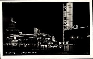 Bild des Verkufers fr Ansichtskarte / Postkarte Hamburg Mitte St. Pauli, Straenpartie bei Nacht, Cafe Heinze, Bierhaus Nagler, Lichter zum Verkauf von akpool GmbH