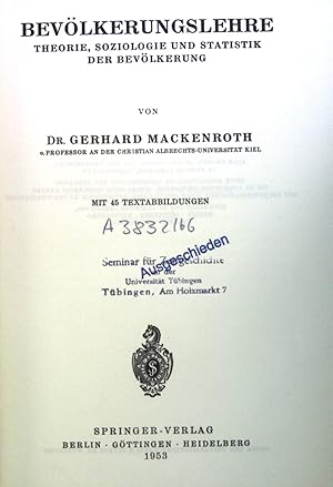 Immagine del venditore per Bevlkerungslehre: Theorie, Soziologie und Statistik der Bevlkerung. Enzyklopdie der Rechts- und Staatswissenschaft, Abteilung: Staatswissenschaft venduto da books4less (Versandantiquariat Petra Gros GmbH & Co. KG)