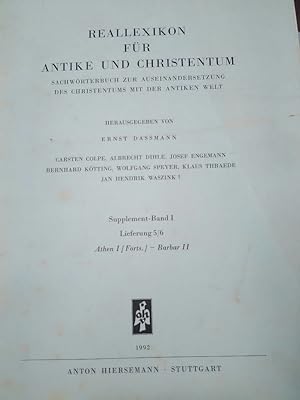 Reallexikon für Antike und Christentum. Supplement-Band I. Lieferung 5/6. Athen I (Forts.) - Barbar.