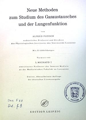 Imagen del vendedor de Neue Methoden zum Studium des Gasaustausches und der Lungenfunktion. a la venta por books4less (Versandantiquariat Petra Gros GmbH & Co. KG)