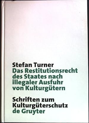 Seller image for Das Restitutionsrecht des Staates nach illegaler Ausfuhr von Kulturgtern : Eigentumsordnung und vlkerrechtliche Zuordnung. Schriften zum Kulturgterschutz for sale by books4less (Versandantiquariat Petra Gros GmbH & Co. KG)