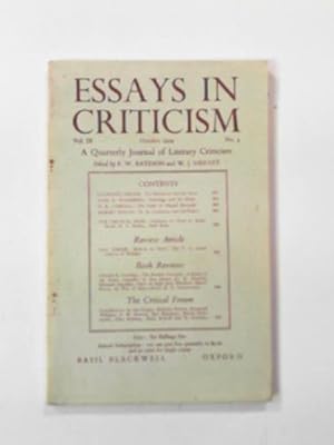 Seller image for Essays in criticism: a quarterly journal of literary criticism, vol.I, no.4, October 1959 for sale by Cotswold Internet Books