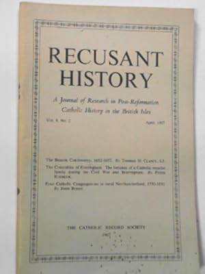 Seller image for Recusant History: a journal of research in Post-Reformation Catholic history in the British Isles, volume 9, no.2, April 1967 for sale by Cotswold Internet Books