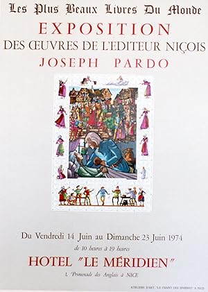 "EXPO DE L'EDITEUR NICOIS JOSEPH PARDO 1974" Affiche originale entoilée