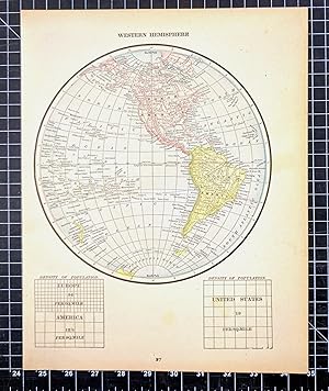 Image du vendeur pour 1887 Original Color Map: WESTERN HEMISPHERE mis en vente par CorgiPack