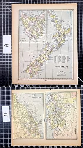 Image du vendeur pour 1887 Original Color Map: NEW ZEALAND (also Queensland and Victoria) mis en vente par CorgiPack