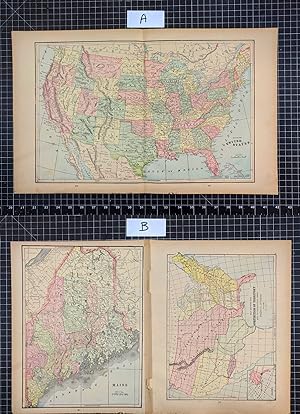 1887 Original Color Map: UNITED STATES (also Acquisition of Territory; State of Maine)