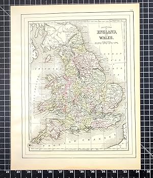 Image du vendeur pour 1894 Original Handcolor Map: COUNTY MAP OF ENGLAND AND WALES mis en vente par CorgiPack