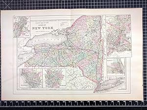 Imagen del vendedor de 1894 Original Handcolor Map: NEW YORK STATE a la venta por CorgiPack