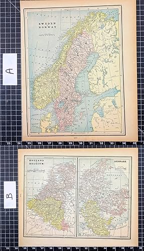 Immagine del venditore per 1887 Original Color Map: SWEDEN AND NORWAY (also Denmark; Holland & Belgium) venduto da CorgiPack