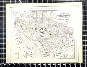 Image du vendeur pour 1894 Original Handcolor Map: PLAN OF THE CITY OF WASHINGTON mis en vente par CorgiPack