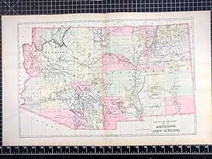 Seller image for 1894 Original Handcolor Map: ARIZONA AND NEW MEXICO COUNTY AND TOWNSHIP MAP for sale by CorgiPack