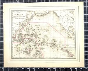 Seller image for 1894 Original Handcolor Map: OCEANICA, EXHIBITING ITS VARIOUS DIVISIONS, ISLAND GROUPS &c. for sale by CorgiPack