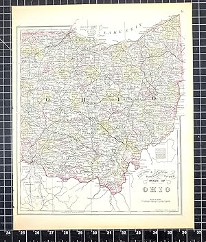 1894 Original Handcolor Map: COUNTY AND TOWNSHIP MAP OF OHIO