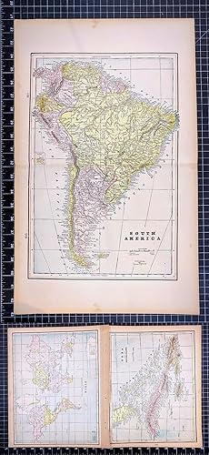 Imagen del vendedor de 1887 Original Color Map: SOUTH AMERICA (also Cuba and Prevailing Religions of the World) a la venta por CorgiPack