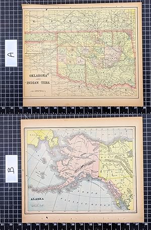 1887 Original Color Map: OKLAHOMA AND INDIAN TERRITORIES / ALASKA