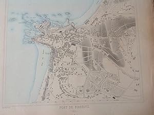 Port de BIARRITZ . Carte tirée de l'Atlas des Ports de France. 1885