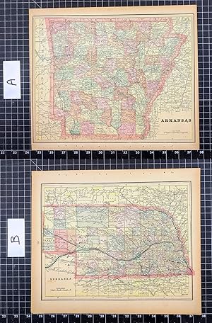 Image du vendeur pour 1887 Original Color Map: ARKANSAS / NEBRASKA mis en vente par CorgiPack