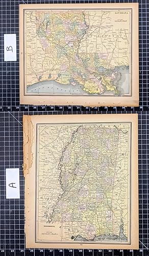 1887 Original Color Map: LOUISIANA / MISSISSIPPI