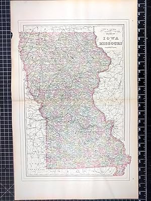 Seller image for 1894 Original Handcolor Map: IOWA AND MISSOURI for sale by CorgiPack