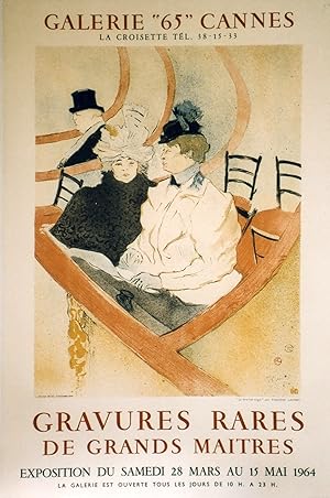 "LA GRANDE LOGE par TOULOUSE-LAUTREC" EXPOSITION GALERIE 65 Cannes (1964) Affiche originale entoi...