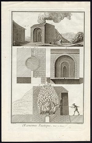 Antique Print-RURAL ECONOMY-LIME KILN-LIMESTONE-Diderot-1751