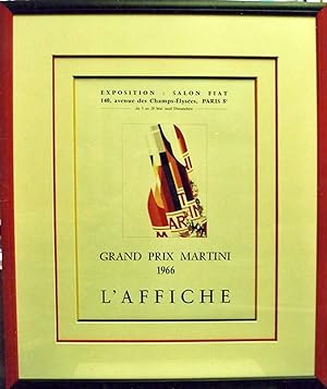 "GRAND PRIX MARTINI 1966 / EXPOSITION SALON FIAT" Affiche litho originale entoilée et encadrée