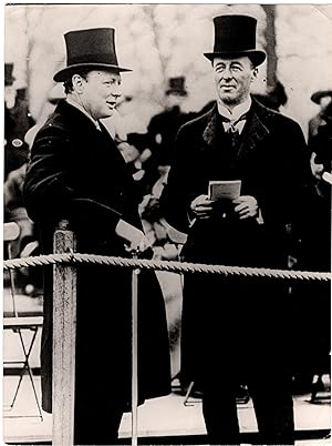 An original press photograph of then-First Lord of the Admiralty Winston Churchill and his friend...
