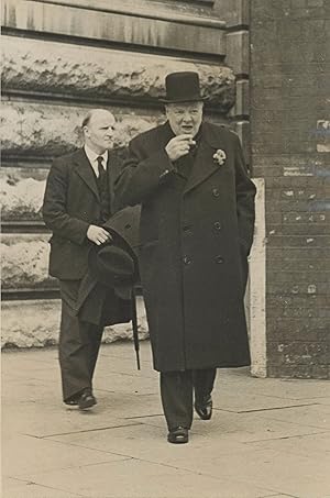 An original Second World War press photograph of Winston S. Churchill during the campaign for the...