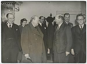 MR. CHURCHILL ARRIVES BACK IN ENGLAND - An original Second World War press photograph of Prime Mi...